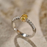 Platinum and 9ct Yellow Gold Yellow Sapphire and Diamond Ring