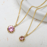 Large Pink Tourmaline and Yellow Gold Protea Necklace