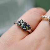 9ct White Gold Sapphire Cluster Ring