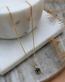 Yellow Gold Rose Cut Black Diamond Protea Necklace - Curb Chain