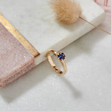 9ct Yellow Gold and Blue Sapphire Protea Ring