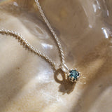 Blue Tourmaline Protea Necklace - Sterling Silver