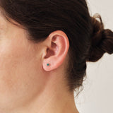 Blue Tourmaline Protea Studs - Sterling Silver