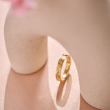 Engraved Carnation Ring - 9ct Yellow Gold