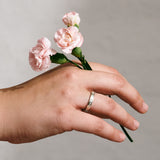 Engraved Carnation Ring - Sterling Silver