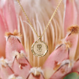 Claire Protea Petite Wild Flower Necklace 9ct Yellow Gold