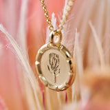 Claire Protea Petite Wild Flower Necklace 9ct Yellow Gold