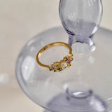 9ct Yellow Gold Diamond Bouquet Ring with Blue, Green, Pink, and Yellow Sapphires.