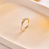 Diamond Two Leaf Stack Ring - 9ct Yellow Gold
