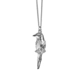 Sterling Silver hand crafted Lilac-breasted Roller necklace with detailed face and wing pattern.