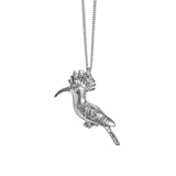 Sterling Silver hand crafted African Hoopoe necklace with detailed face and wing pattern.