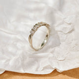 Forget-Me-Not Flower inspired ring with leaf details - manufactured in sterling silver