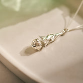 King Protea Pod Full Leaf Necklace - Sterling Silver
