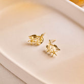 Lemon Blossom and Leaf Studs - 9ct Yellow Gold