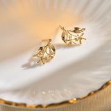 Lemon Blossom and Leaf Studs - 9ct Yellow Gold