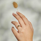 9ct Yellow Gold and Green Sapphire Protea Ring