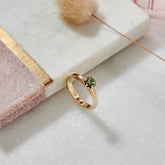 9ct Yellow Gold and Green Sapphire Protea Ring