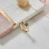 9ct Yellow Gold and Green Sapphire Protea Ring