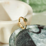 9ct Yellow Gold and Green Sapphire Protea Ring