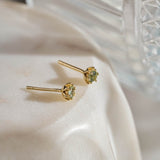 Green Sapphire Protea Studs - 9ct Yellow Gold