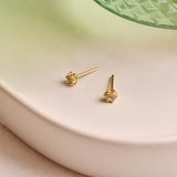 Green Sapphire Protea Studs - 9ct Yellow Gold
