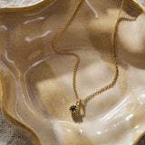 Green Tourmaline Protea Necklace - 9ct Yellow Gold