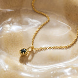 Green Tourmaline Protea Necklace - 9ct Yellow Gold