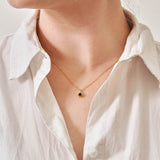 Green Tourmaline Protea Necklace - 9ct Yellow Gold