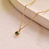 Green Tourmaline Protea Necklace - 9ct Yellow Gold