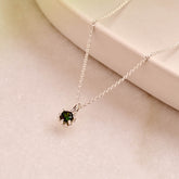 Green Tourmaline Protea Necklace - Sterling Silver