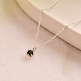 Green Tourmaline Protea Necklace - Sterling Silver