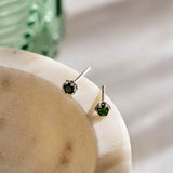 Green Tourmaline Protea Studs - Sterling Silver