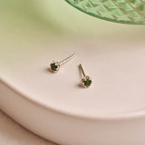Green Tourmaline Protea Studs - Sterling Silver