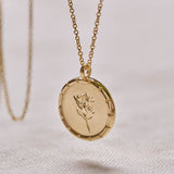 King Protea Wild Flower Necklace 9ct Yellow Gold