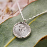 King Protea Wild Flower Necklace Sterling Silver