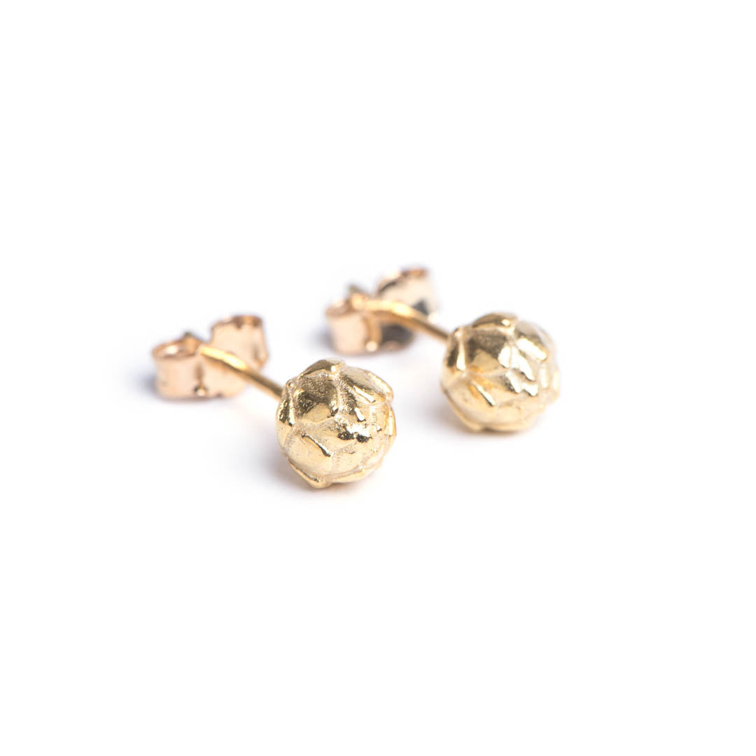 Yellow gold King Protea Pod inspired stud earrings.