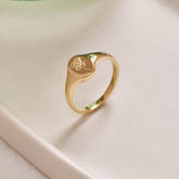 King Protea Wild Flower Signet Ring 9ct Yellow Gold