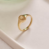 King Protea Wild Flower Signet Ring 9ct Yellow Gold