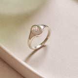 King Protea Wild Flower Signet Ring Sterling Silver