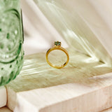 9ct Yellow Gold and Peacock Sapphire Protea Ring