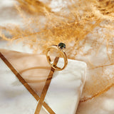 9ct Yellow Gold and Peacock Sapphire Protea Ring