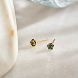 Peacock Sapphire Protea Studs - 9ct Yellow Gold