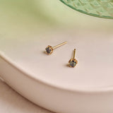 Peacock Sapphire Protea Studs - 9ct Yellow Gold