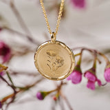 Protea Pincushion Wild Flower Necklace 9ct Yellow Gold