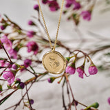 Protea Pincushion Wild Flower Necklace 9ct Yellow Gold