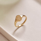 Protea Pincushion Wild Flower Signet Ring 9ct Yellow Gold