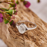 Protea Pincushion Wild Flower Signet Ring Sterling Silver