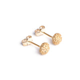Protea Pincushion inspired earring studs in yellow gold