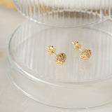 Protea Pincushion inspired earring studs in yellow gold