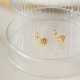 Protea Pincushion inspired earring studs in yellow gold